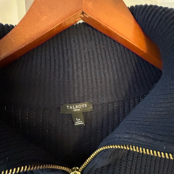 Talbots Dark Blue Ribbed Zip-Up Sweater - Picture 2 of 2